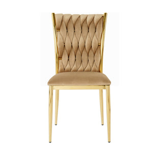 English Elm Modern Velvet Dining Chairs Set of 2 with Gold Legs Curved Back Foam Cushion W210P376369