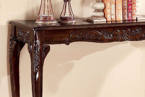 English Elm Transitional 48" Sofa Table with Cabriole Legs, Parquet Top & Resin Details in Cherry Finish B011P356870