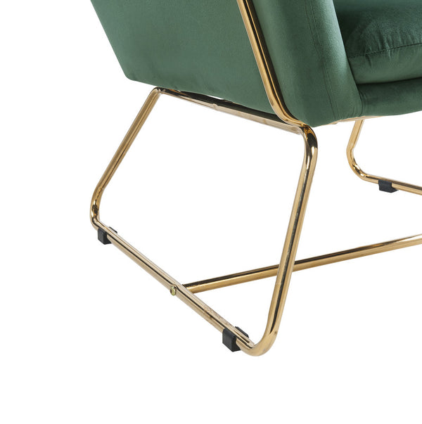 English Elm Kyra Velvet Accent Chair with Gold Metal Legs for Glam Living Room Decor Green B2749P413226