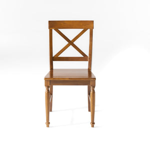 English Elm Acacia Wood X-back Dining Chairs Set of Two Farmhouse Country Seating Antique Finish 57366.00DOAK