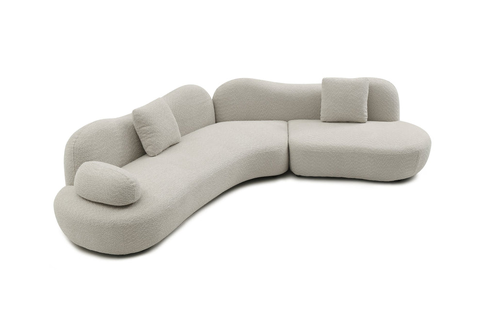 English Elm Modern Curved Modular Sofa - Stylish 5-Seater Boucle Couch With Butterfly Backrest & 2 Pillows W2664S00049