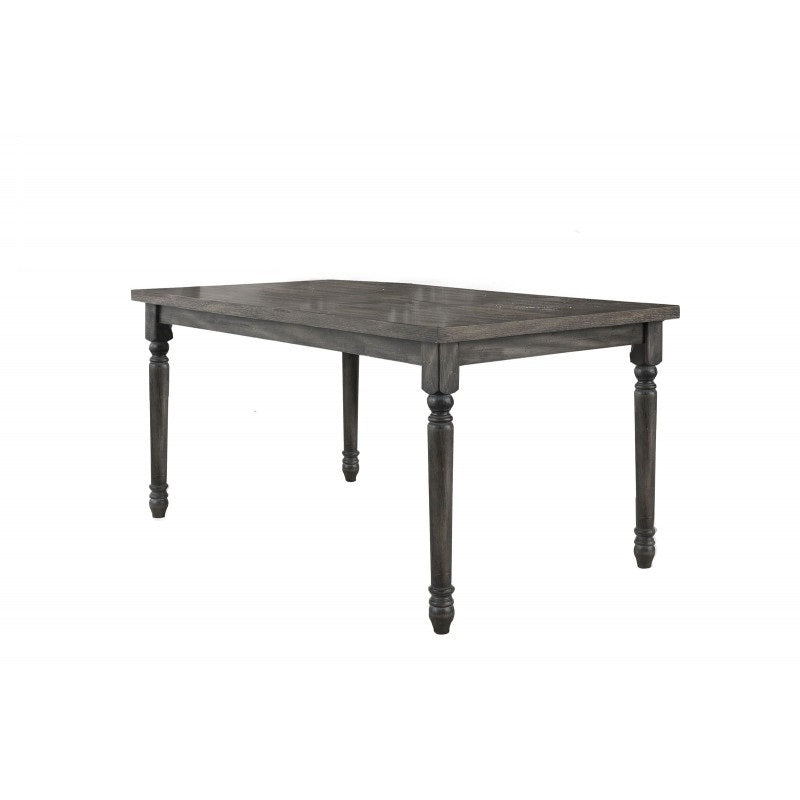 English Elm Transitional 59" Rectangular Dining Table Weathered Grey Veneer Rustic Farmhouse 6-Seat Centerpiece B011P352475