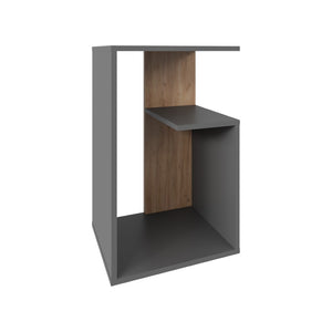 English Elm Side Table Sallis – Modern Gray & Macadamia Accent Table With Open Shelf For Living Spaces B092P309183-GIGA