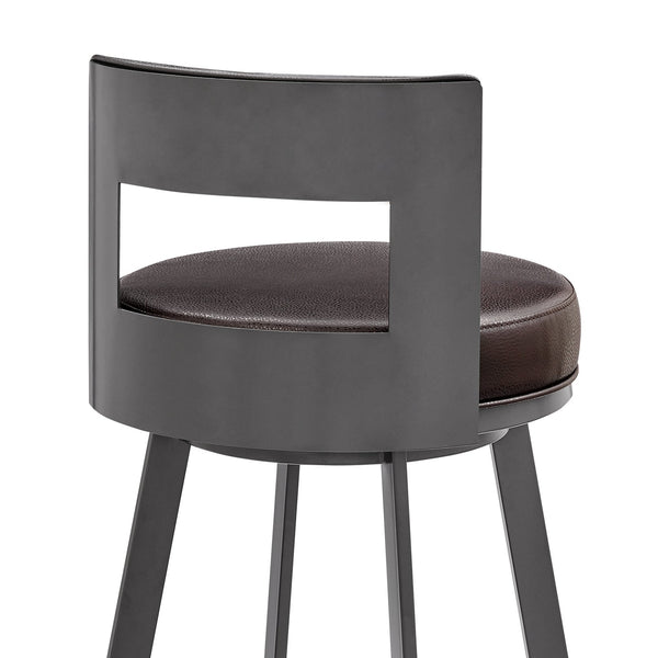 English Elm Arletta 30" Swivel Bar Stool Brown Faux Leather — 360° Glide, Easy-Clean Upholstery, Durable Metal Frame B2736P354298