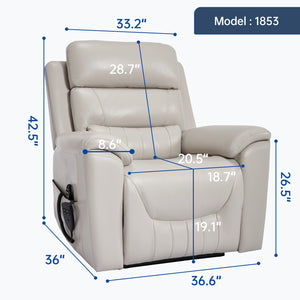 English Elm Dual Motor Power Lift Recliner with Massage Heat and 350 Lb Leatherair Support W3224S00023