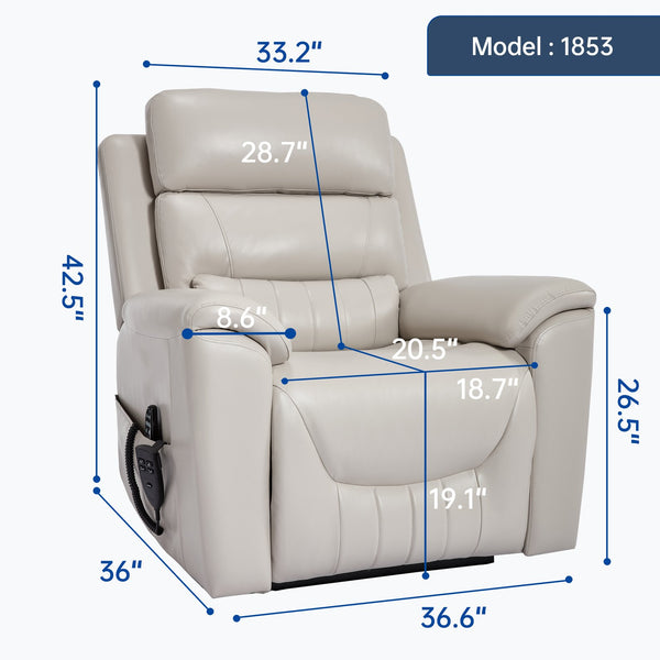 English Elm Dual Motor Power Lift Recliner with Massage Heat and 350 Lb Leatherair Support W3224S00023
