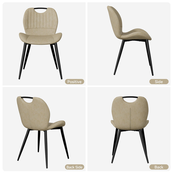 English Elm Dining Chair Set Of 2 Modern Pu Leather Armless Side Chairs With Comfy Backrest And Solid Wood Legs T3950P396418