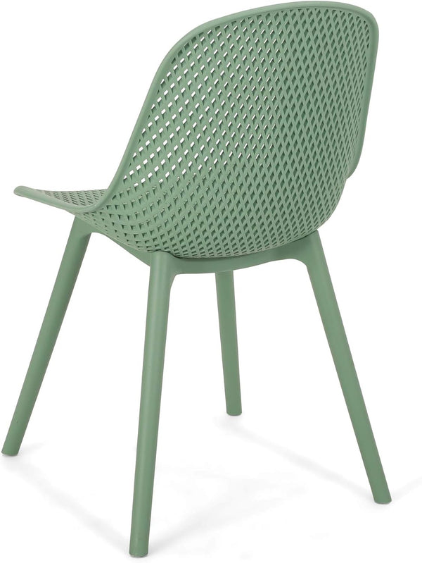 English Elm Christopher Knight Home® - POSEY Weather-Resistant Outdoor Dining Chairs Set of 4 with Perforated Diamond Mesh for Durability Green 28 L x 26 W x 18.75 H N776P243037G