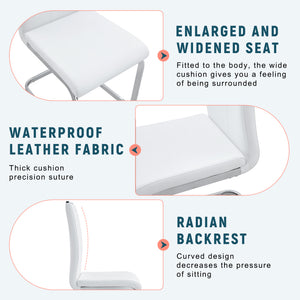English Elm Set of 2 Gloss Pu Bow-back Dining Chairs with Ergonomic Curved Support for Modern Lofts White W1512P491841