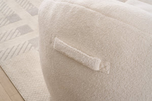 English Elm Foam Memory Foam Bean Bag Chair with Plush Chenille Cover, Large 42" Round Comfortable Lounger White W2915P283421