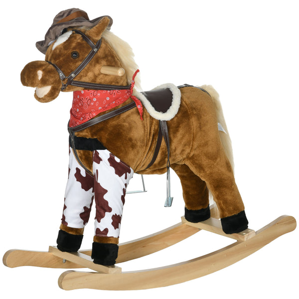 English Elm Qaba Plush Rocking Pony for Toddlers with Sound Effects and Padded Saddle Playroom Fun W2225P217695