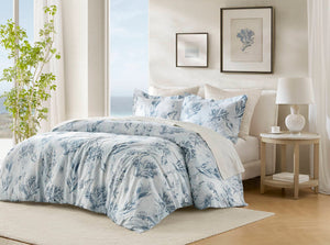 English Elm 3-piece King Cotton Sateen Duvet Set Botanical Print 300 Thread Breathable Bedding B035P408294