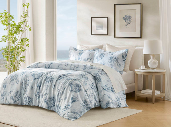 English Elm 3-piece King Cotton Sateen Duvet Set Botanical Print 300 Thread Breathable Bedding B035P408294