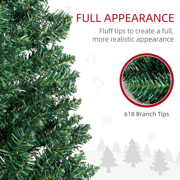 English Elm Homcom 8' Slim Pre-Lit Noble Fir Christmas Tree - 300 Warm White Leds, Realistic Foliage & Easy Setup W2225P249657
