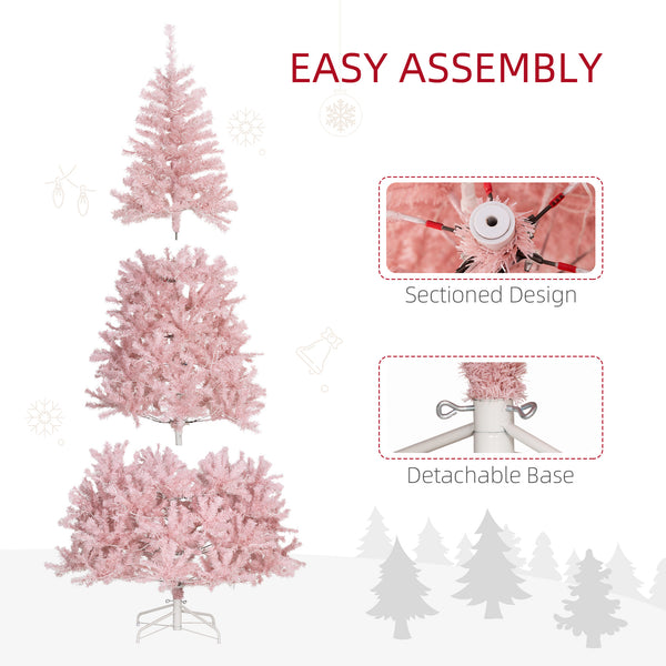 English Elm Homcom 7.5' Pink Prelit Douglas Fir Christmas Tree With 500 Warm White Leds & 1346 Tips For Holidays W2225P249692