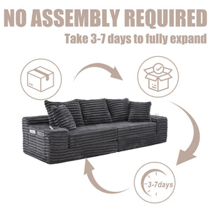 English Elm Oversized Corduroy Cloud Couch Convertible Sleeper Sofa with Memory Foam Seating Dark Gray W395S00117