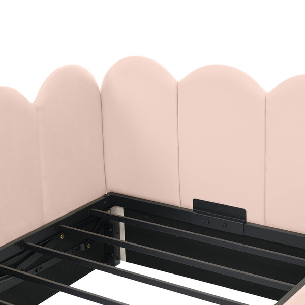 English Elm Upholstered Velvet Daybed with Hydraulic Storage & Metal Slatted Frame, Twin Sofa Bed, 300 lb Capacity Pink N736P333613P