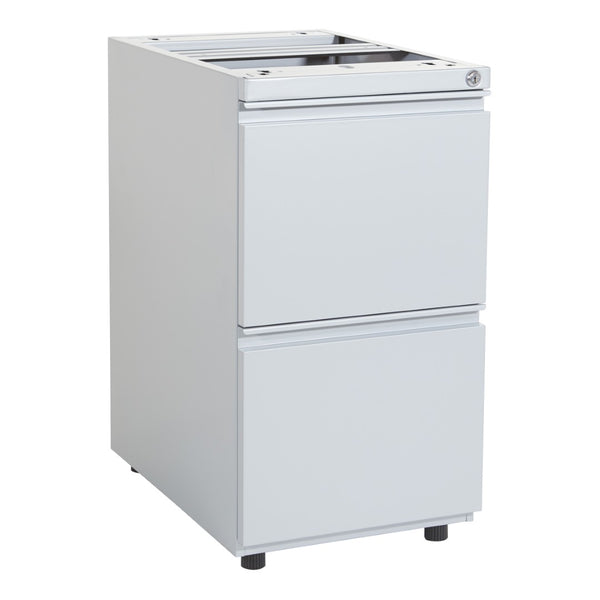 OSP Home Furnishings 22" Under Desk Pedestal with File Drawers Locking Storage and Ball Bearing Slides PTO22FF-SV