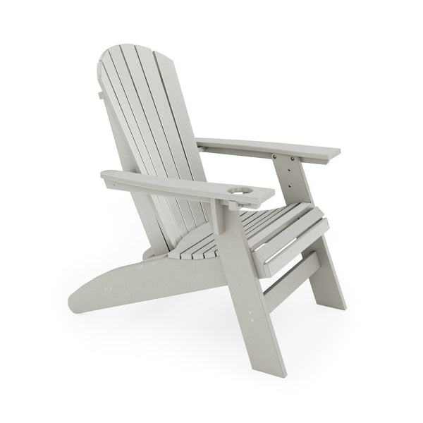 English Elm Adirondack Hdpe Poly Lumber Chair with Cup Holder for Patio Garden Poolside Dark Gray B195P198767