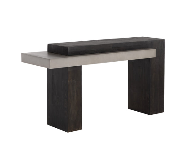 Sunpan Herriot Console Table – Stunning Contemporary Design with Unique Concrete Finish for Indoor & Outdoor Use Dark Brown / Grey