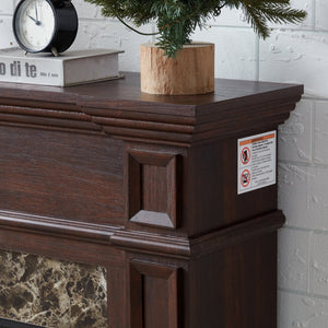 English Elm Electric Fireplace With Remote Control - Realistic 3D Flame & Stacked Stone Mantel, Cherry Finish W1758S00032