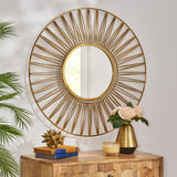 Christopher Knight Home® - Noble House - Hopedale Modern Glam Handcrafted Round Sun Wall Mirror, Gold