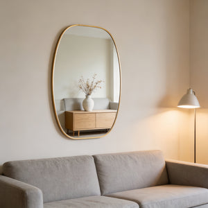 English Elm 24x36 Matte Metal Framed Oval Wall Mirror with Hd Glass for Bath or Entryway Gold W2203P474695