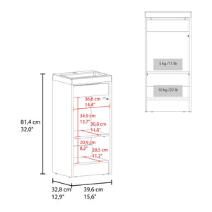 English Elm Cary Freestanding Bathroom Cabinet with Single Door and Shelves in Wengue Finish B097P474283