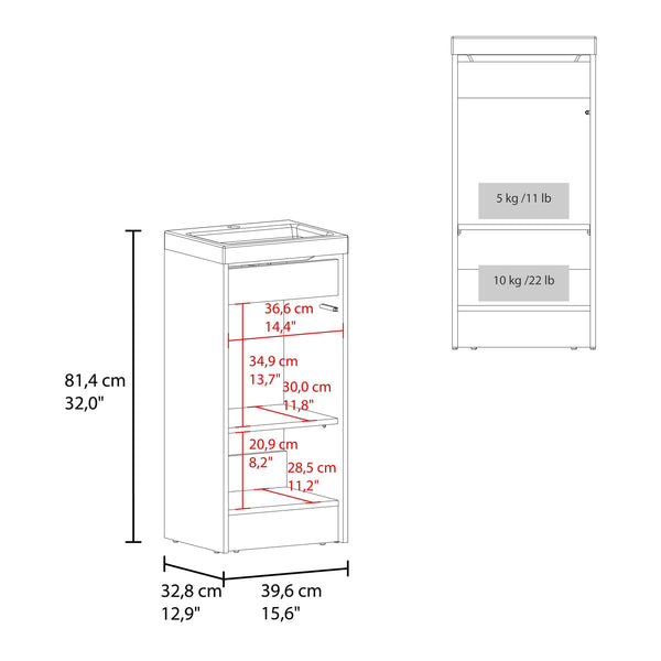 English Elm Cary Freestanding Bathroom Cabinet with Single Door and Shelves in Wengue Finish B097P474283
