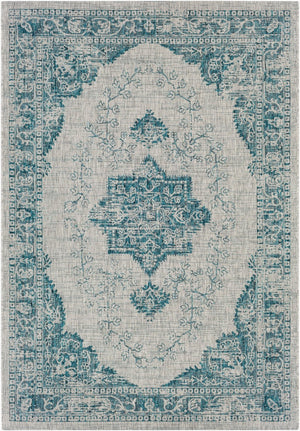 Livabliss Eagean Flatweave Polypropylene Rug Turkish Machine Woven Traditional Entryway Accent Aqua, Black 5'3" x 7'7" EAG2302-5376
