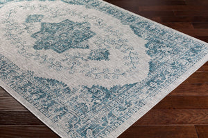 Livabliss Eagean Flatweave Polypropylene Rug Turkish Machine Woven Traditional Entryway Accent Aqua, Black 5'3" x 7'7" EAG2302-5376