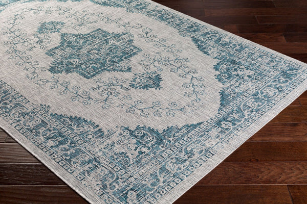 Livabliss Eagean Flatweave Polypropylene Rug Turkish Machine Woven Traditional Entryway Accent Aqua, Black 5'3" x 7'7" EAG2302-5376