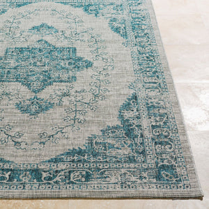 Livabliss Eagean Flatweave Polypropylene Rug Turkish Machine Woven Traditional Entryway Accent Aqua, Black 5'3" x 7'7" EAG2302-5376
