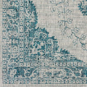 Livabliss Eagean Flatweave Polypropylene Rug Turkish Machine Woven Traditional Entryway Accent Aqua, Black 5'3" x 7'7" EAG2302-5376