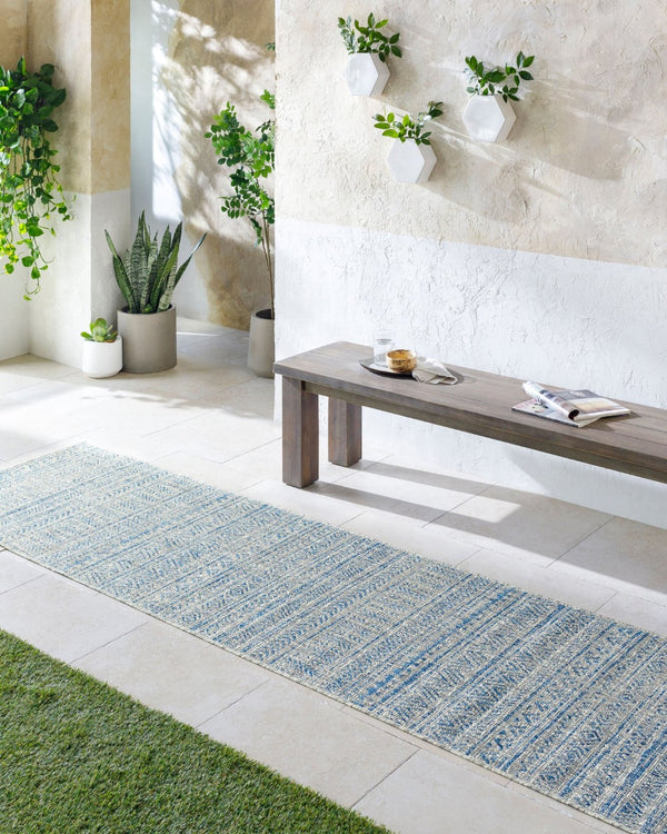 Livabliss Eagean Geometric Indoor Outdoor Polypropylene Area Rug Turkish Woven Living Room Light Blue, Blu 5'3" x 5'3" EAG2306-53RD