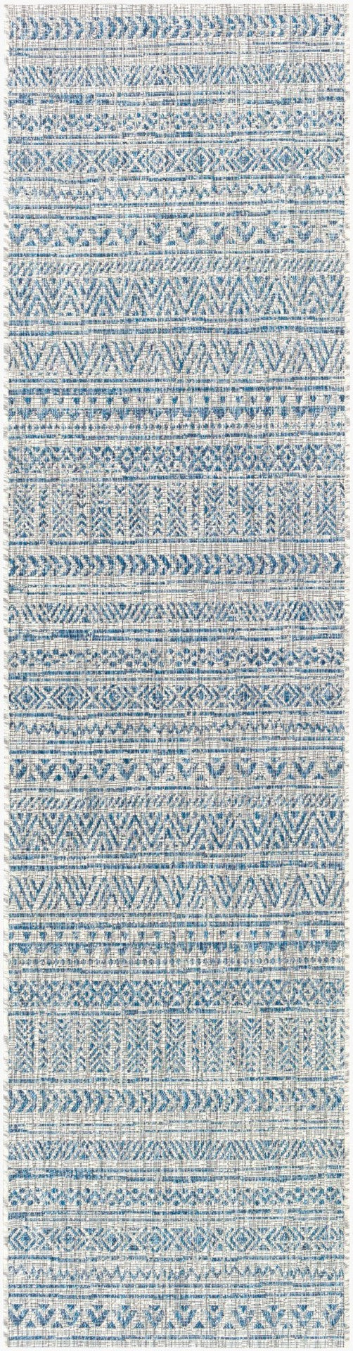 Livabliss Eagean Geometric Indoor Outdoor Polypropylene Area Rug Turkish Woven Living Room Light Blue, Blu 2'7" x 12' EAG2306-2712