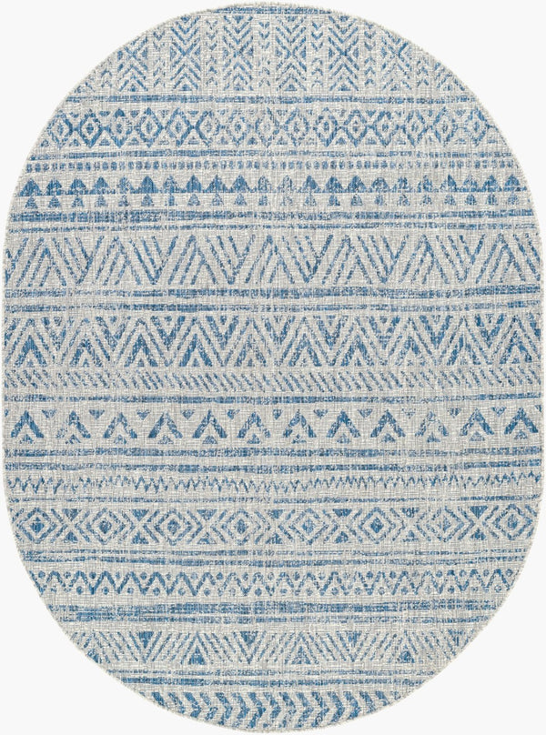 Livabliss Eagean Geometric Indoor Outdoor Polypropylene Area Rug Turkish Woven Living Room Light Blue, Blu 6'7" x 9' Oval EAG2306-679OV