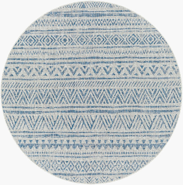 Livabliss Eagean Geometric Indoor Outdoor Polypropylene Area Rug Turkish Woven Living Room Light Blue, Blu 6'7" x 6'7" Round EAG2306-67RD