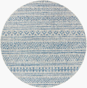 Livabliss Eagean Geometric Indoor Outdoor Polypropylene Area Rug Turkish Woven Living Room Light Blue, Blu 7'10" x 7'10" Round EAG2306-710RD