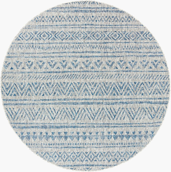 Livabliss Eagean Geometric Indoor Outdoor Polypropylene Area Rug Turkish Woven Living Room Light Blue, Blu 7'10" x 7'10" Round EAG2306-710RD