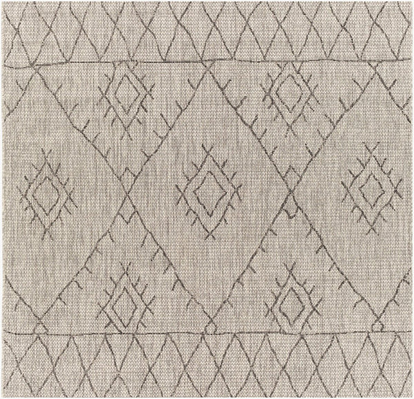 Livabliss Eagean Flatweave Polypropylene Area Rug Bohemian Global Pattern for Indoor Outdoor Spaces Taupe, Charcoal 6'7" x 6'7" Square EAG2328-67SQ