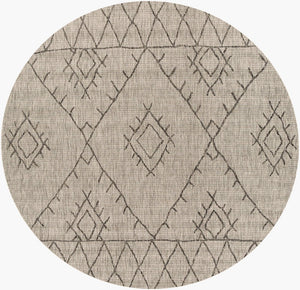 Livabliss Eagean Flatweave Polypropylene Area Rug Bohemian Global Pattern for Indoor Outdoor Spaces Taupe, Charcoal 7'10" x 7'10" Round EAG2328-710RD