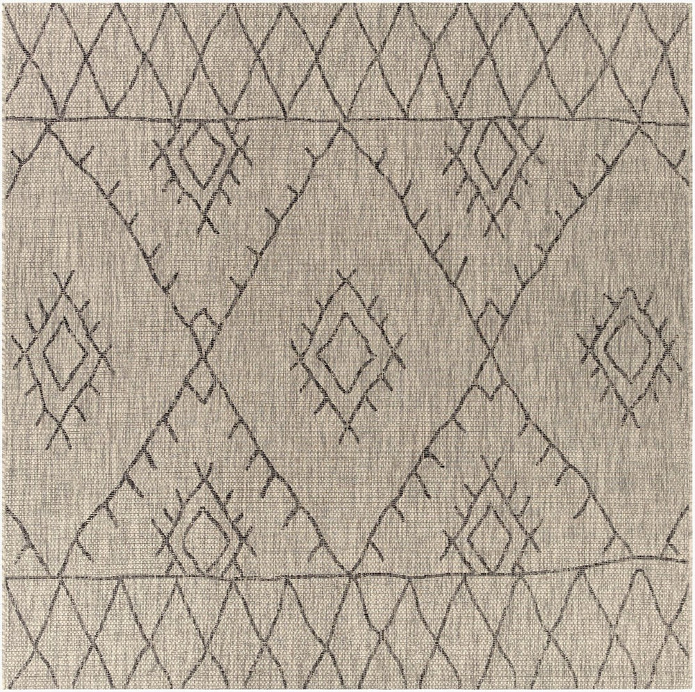 Livabliss Eagean Flatweave Polypropylene Area Rug Bohemian Global Pattern for Indoor Outdoor Spaces Taupe, Charcoal 7'10" x 7'10" Square EAG2328-710SQ