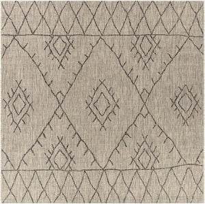 Livabliss Eagean Flatweave Polypropylene Area Rug Bohemian Global Pattern for Indoor Outdoor Spaces Taupe, Charcoal 7'10" x 7'10" Square EAG2328-710SQ