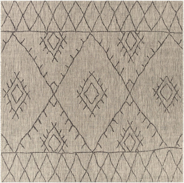 Livabliss Eagean Flatweave Polypropylene Area Rug Bohemian Global Pattern for Indoor Outdoor Spaces Taupe, Charcoal 7'10" x 7'10" Square EAG2328-710SQ