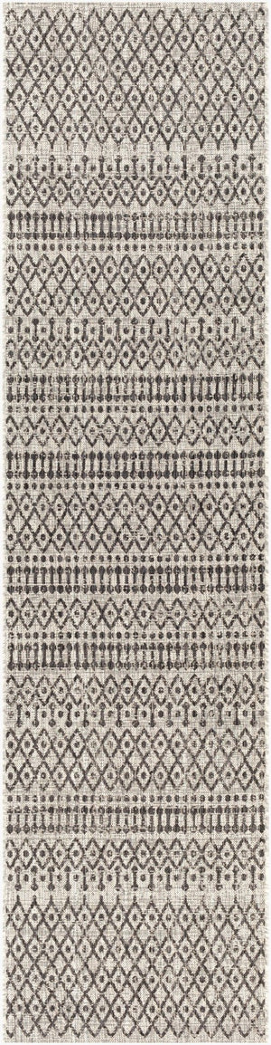 Livabliss Eagean Moroccan Geometric Polypropylene Indoor Outdoor Rug for Large Living Spaces Black, Charcoal 2'7" x 10' EAG2334-2710