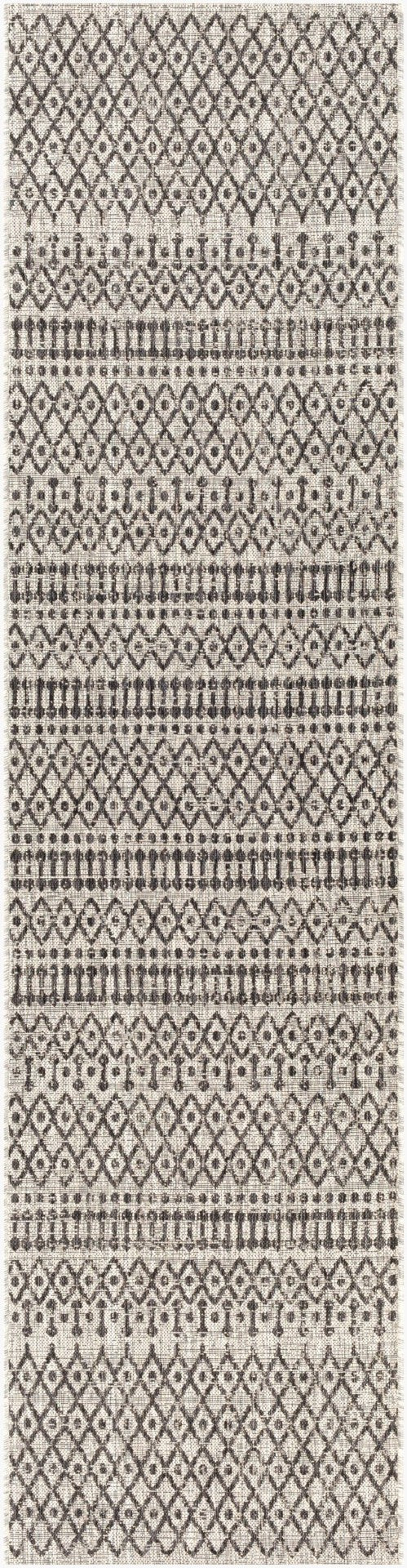 Livabliss Eagean Moroccan Geometric Polypropylene Indoor Outdoor Rug for Large Living Spaces Black, Charcoal 2'7" x 10' EAG2334-2710