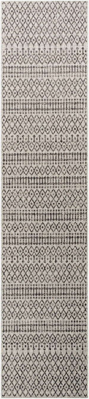 Livabliss Eagean Moroccan Geometric Polypropylene Indoor Outdoor Rug for Large Living Spaces Black, Charcoal 2'7" x 12' EAG2334-2712