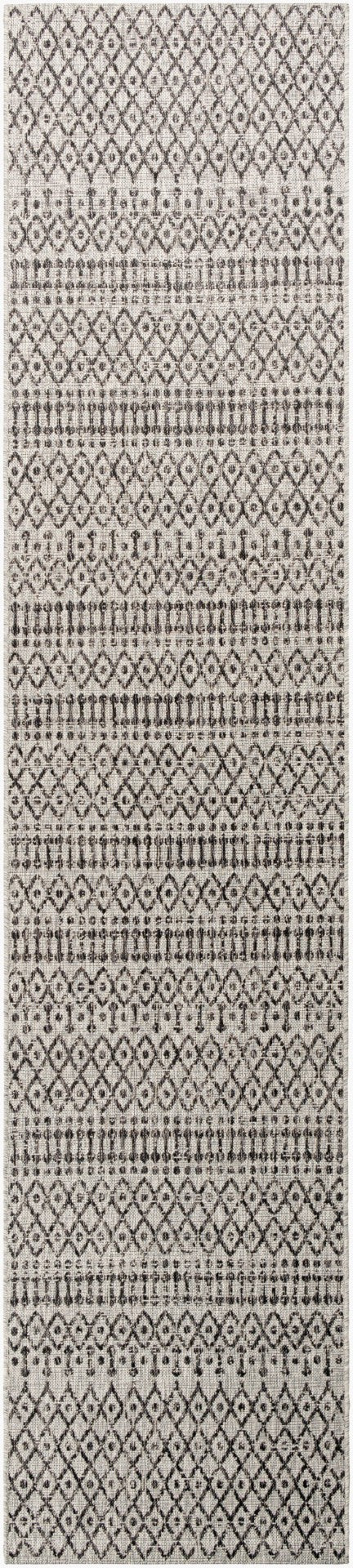 Livabliss Eagean Moroccan Geometric Polypropylene Indoor Outdoor Rug for Large Living Spaces Black, Charcoal 2'7" x 12' EAG2334-2712