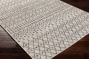 Livabliss Eagean Moroccan Geometric Polypropylene Indoor Outdoor Rug for Large Living Spaces Black, Charcoal 7'10" x 7'10" Round EAG2334-710RD